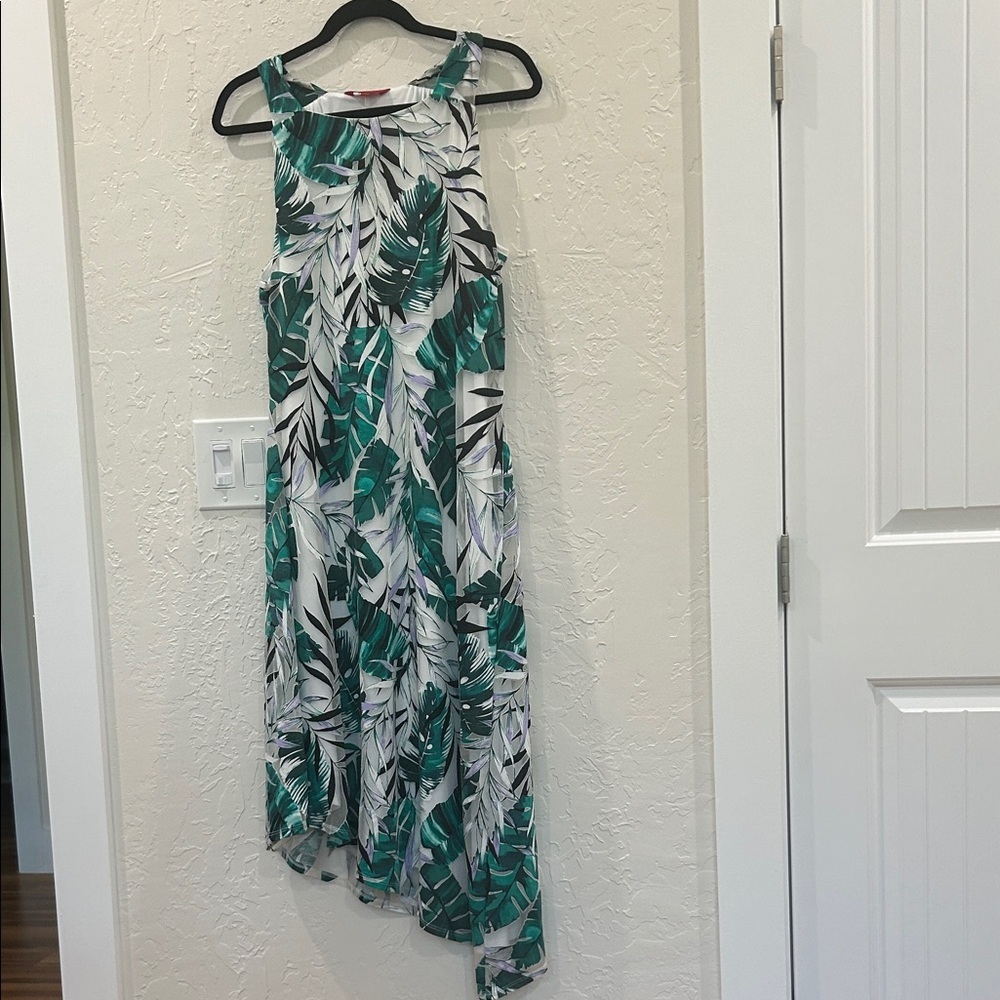 Jennifer Lopez Green Leaf Print A-Line Skirt